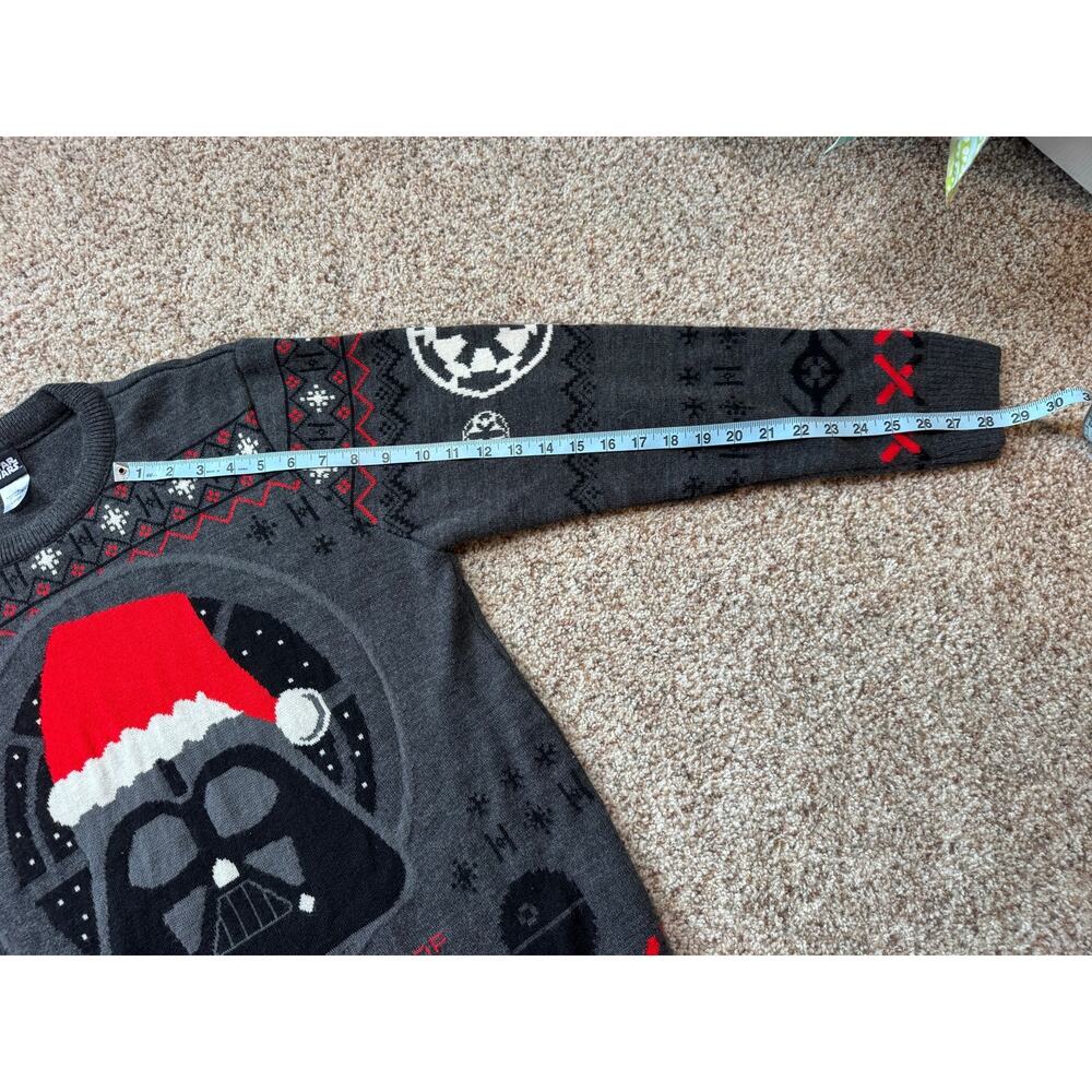 Merchoid Star Wars Mens Large Darth Vader Santa Hat Ugly Christmas Knit Sweater - Picture 5 of 8
